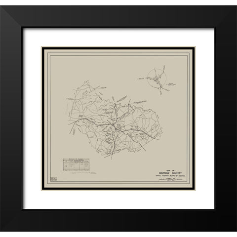 Barrow Georgia - Highway Board 1934 Black Modern Wood Framed Art Print with Double Matting by Highway Board