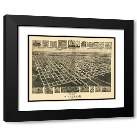 Fitzgerald Georgia - Fowler 1908 Black Modern Wood Framed Art Print with Double Matting by Fowler