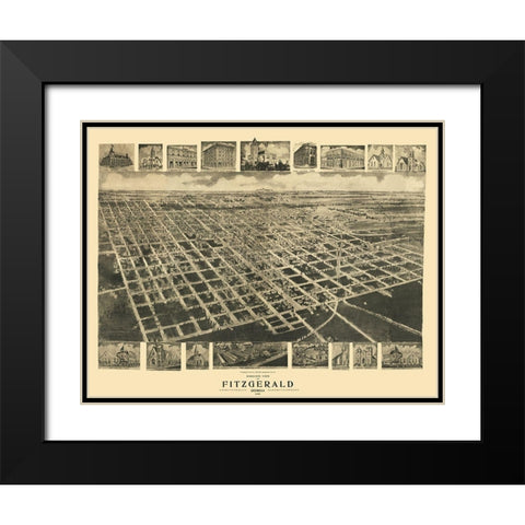 Fitzgerald Georgia - Fowler 1908 Black Modern Wood Framed Art Print with Double Matting by Fowler