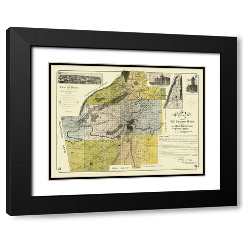 Floyd County Georgia - Beauman 1895  Black Modern Wood Framed Art Print with Double Matting by Beauman