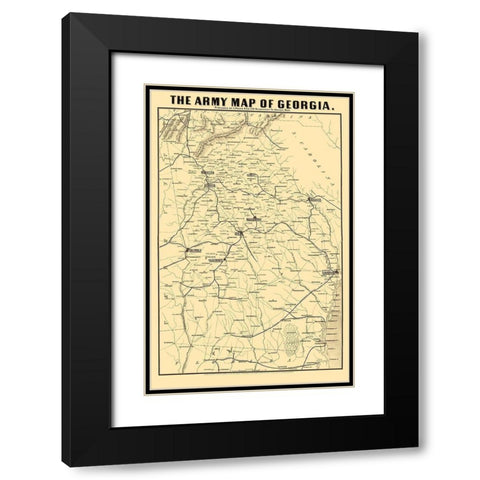 Georgia Army - Prang 1864  Black Modern Wood Framed Art Print with Double Matting by Prang