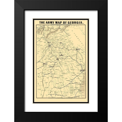 Georgia Army - Prang 1864  Black Modern Wood Framed Art Print with Double Matting by Prang