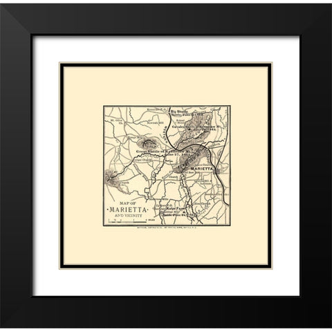Marietta Georgia Vicinity Battles - Northrup 1864  Black Modern Wood Framed Art Print with Double Matting by Northrup