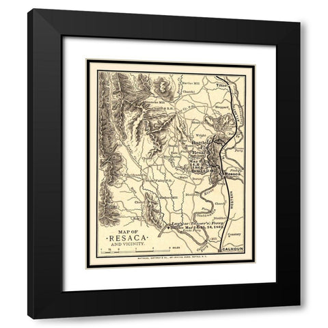 Resaca Georgia Vicinity Battles - Northrup 1864  Black Modern Wood Framed Art Print with Double Matting by Northrup