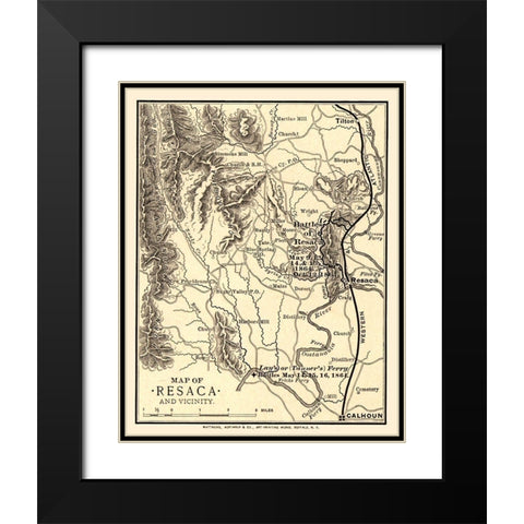 Resaca Georgia Vicinity Battles - Northrup 1864  Black Modern Wood Framed Art Print with Double Matting by Northrup