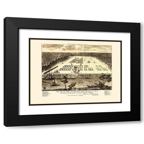 Savannah Georgia - Gordon 1734 Black Modern Wood Framed Art Print with Double Matting by Gordon