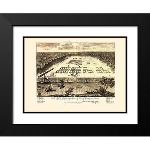 Savannah Georgia - Gordon 1734 Black Modern Wood Framed Art Print with Double Matting by Gordon