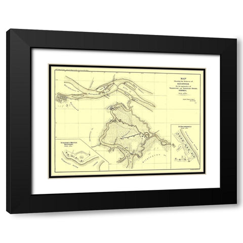 Savannah Georgia Defences - Bowen 1865  Black Modern Wood Framed Art Print with Double Matting by Bowen