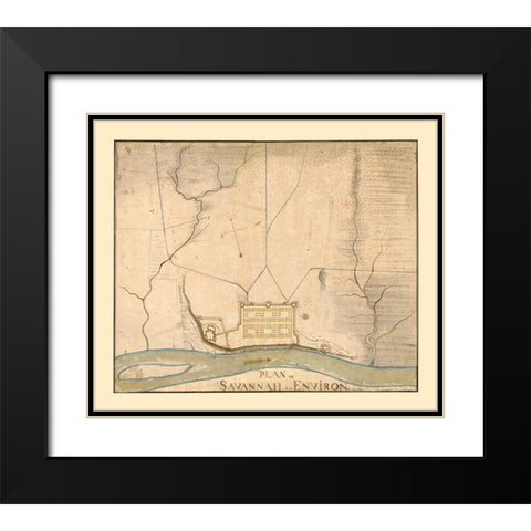 Savannah Georgia -1782 Black Modern Wood Framed Art Print with Double Matting by Unknown