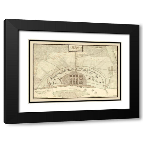 Savannah Georgia - Prevost 1779  Black Modern Wood Framed Art Print with Double Matting by Prevost