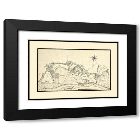 Savannah Georgia - Phelipeau 1778  Black Modern Wood Framed Art Print with Double Matting by Phelipeau