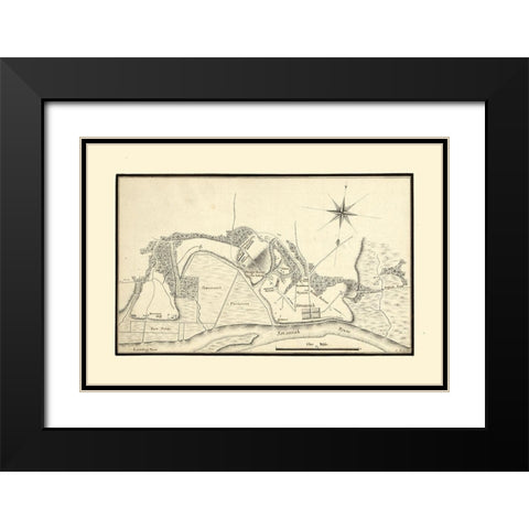 Savannah Georgia - Phelipeau 1778  Black Modern Wood Framed Art Print with Double Matting by Phelipeau