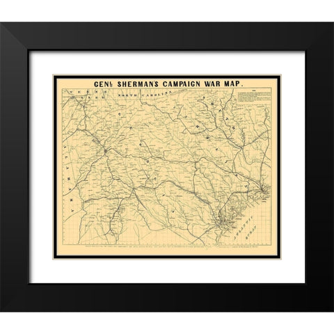 South Carolina Georgia Shermans Campaign - Bufford 1864  Black Modern Wood Framed Art Print with Double Matting by Bufford
