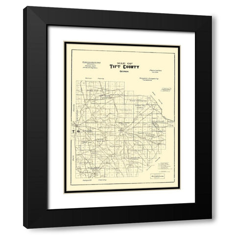 Tift Georgia - Hudgins 1905 Black Modern Wood Framed Art Print with Double Matting by Hudgins