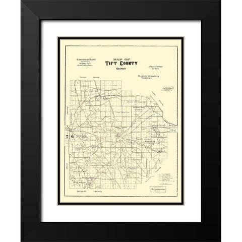 Tift Georgia - Hudgins 1905 Black Modern Wood Framed Art Print with Double Matting by Hudgins