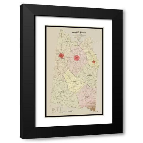 Toombs Georgia - Hudgins 1913 Black Modern Wood Framed Art Print with Double Matting by Hudgins