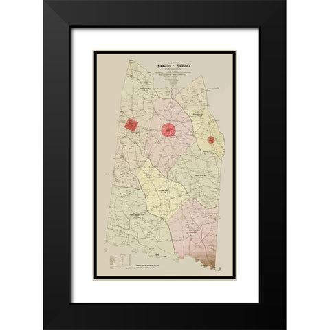 Toombs Georgia - Hudgins 1913 Black Modern Wood Framed Art Print with Double Matting by Hudgins