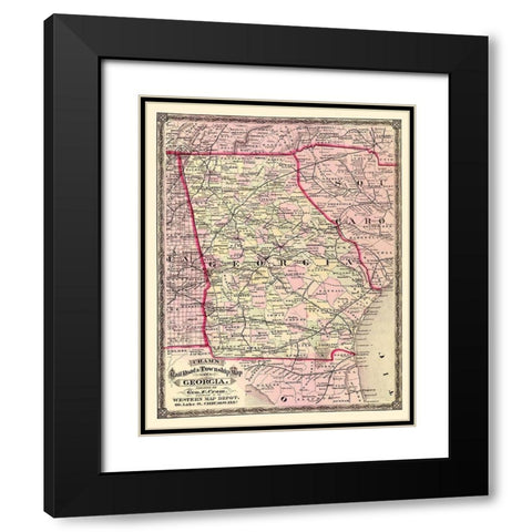 Georgia - Cram 1875 Black Modern Wood Framed Art Print with Double Matting by Cram