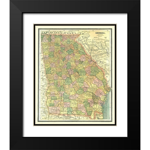 Georgia - Cram 1886 Black Modern Wood Framed Art Print with Double Matting by Cram