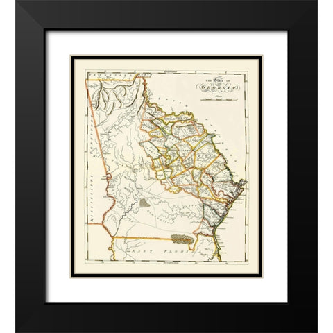 Georgia - Lewis 1817 Black Modern Wood Framed Art Print with Double Matting by Lewis