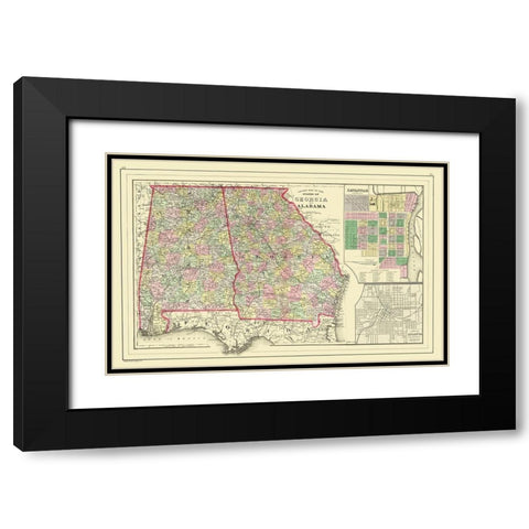 Georgia, Alabama - Mitchell 1890 Black Modern Wood Framed Art Print with Double Matting by Mitchell