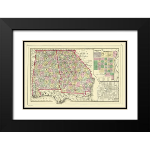 Georgia, Alabama - Mitchell 1890 Black Modern Wood Framed Art Print with Double Matting by Mitchell
