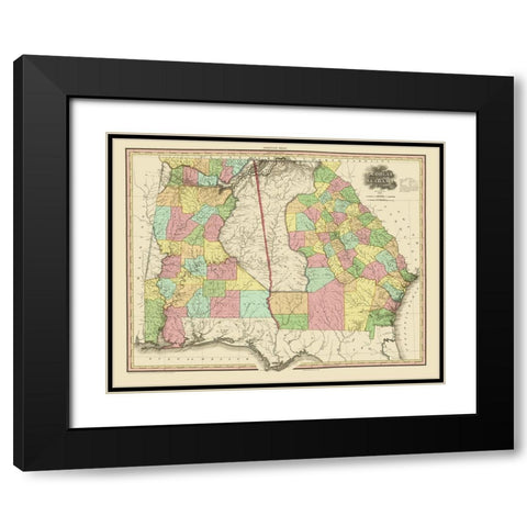 Georgia, Alabama - Tanner 1825 Black Modern Wood Framed Art Print with Double Matting by Tanner