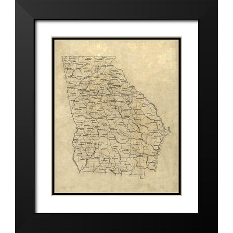 Georgia -1893 Black Modern Wood Framed Art Print with Double Matting by Unknown