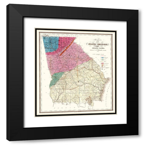 Georgia - Williams 1849  Black Modern Wood Framed Art Print with Double Matting by Williams