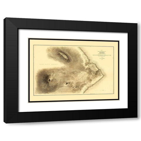 Hawaii Hawaii - Wilkes 1841 Black Modern Wood Framed Art Print with Double Matting by Wilkes