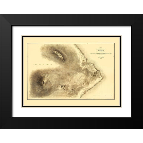 Hawaii Hawaii - Wilkes 1841 Black Modern Wood Framed Art Print with Double Matting by Wilkes