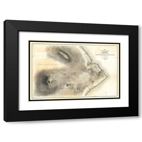 Hawaii County Hawaii - US 1841  Black Modern Wood Framed Art Print with Double Matting by US Expedition