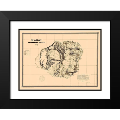 Kauai Hawaii - Kittredge 1878 Black Modern Wood Framed Art Print with Double Matting by Kittredge