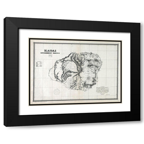 Kauai County Hawaii - Alexander 1878  Black Modern Wood Framed Art Print with Double Matting by Alexander