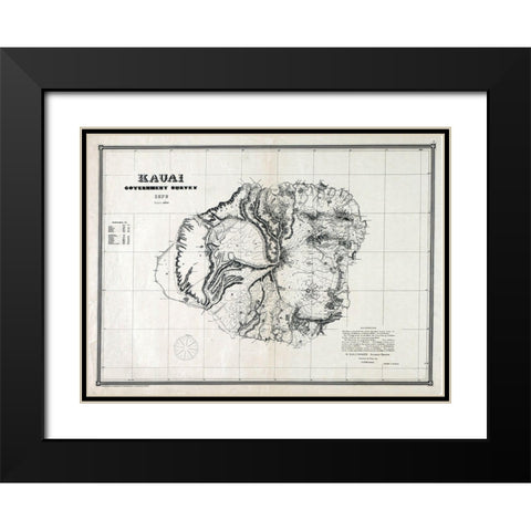 Kauai County Hawaii - Alexander 1878  Black Modern Wood Framed Art Print with Double Matting by Alexander