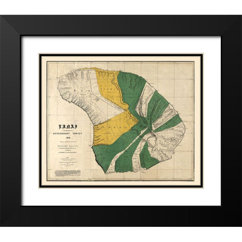 Lanai County Hawaii - Brown 1878  Black Modern Wood Framed Art Print with Double Matting by Brown