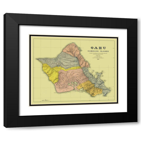 Oahu Hawaii - Beasley 1899 Black Modern Wood Framed Art Print with Double Matting by Beasley