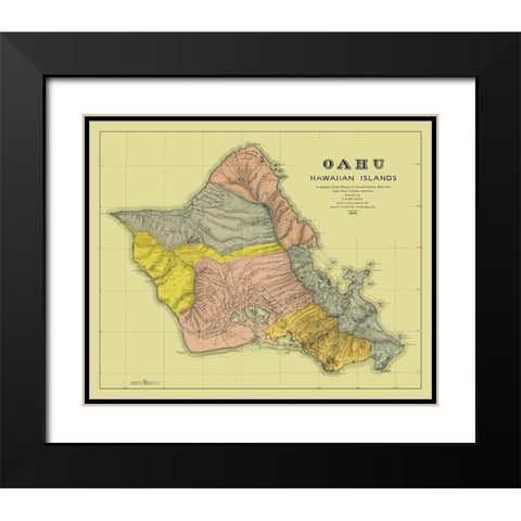 Oahu Hawaii - Beasley 1899 Black Modern Wood Framed Art Print with Double Matting by Beasley