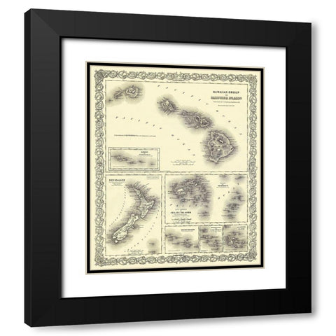 Hawaii - Colton 1856 Black Modern Wood Framed Art Print with Double Matting by Colton