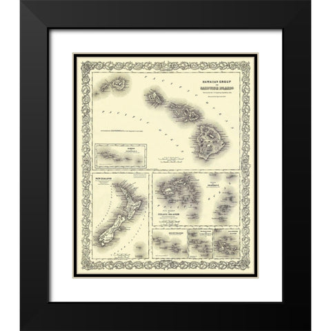 Hawaii - Colton 1856 Black Modern Wood Framed Art Print with Double Matting by Colton