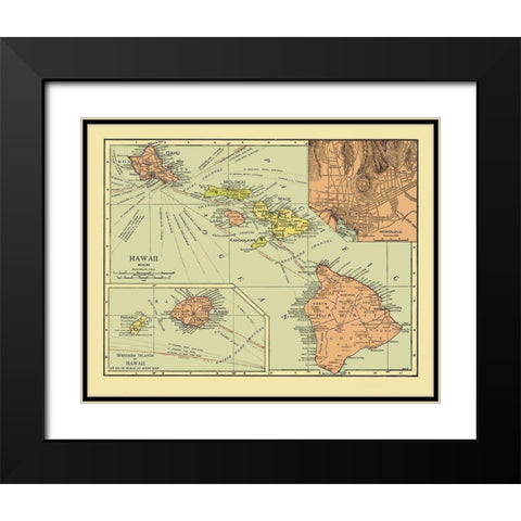 Hawaii - 1912 Black Modern Wood Framed Art Print with Double Matting by Unknown