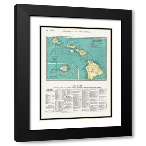 Hawaii - Rand McNally 1902  Black Modern Wood Framed Art Print with Double Matting by Rand McNally