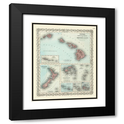 Hawaii - Colton 1855  Black Modern Wood Framed Art Print with Double Matting by Colton
