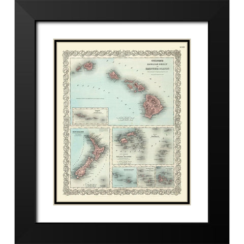 Hawaii - Colton 1855  Black Modern Wood Framed Art Print with Double Matting by Colton