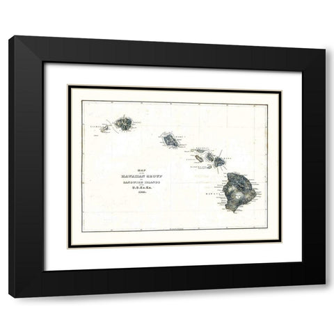 Hawaii - Douglas 1841  Black Modern Wood Framed Art Print with Double Matting by Douglas