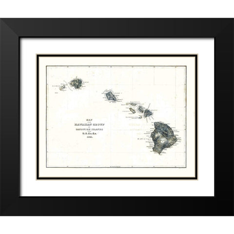 Hawaii - Douglas 1841  Black Modern Wood Framed Art Print with Double Matting by Douglas