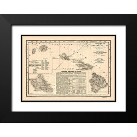 Hawaii - Linton 1893  Black Modern Wood Framed Art Print with Double Matting by Linton