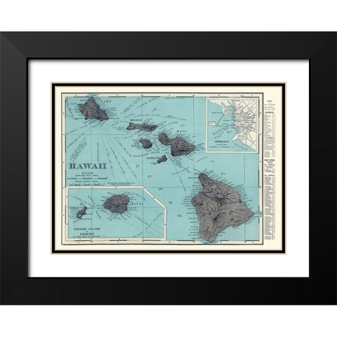 Hawaii - Rand McNally 1902  Black Modern Wood Framed Art Print with Double Matting by Rand McNally
