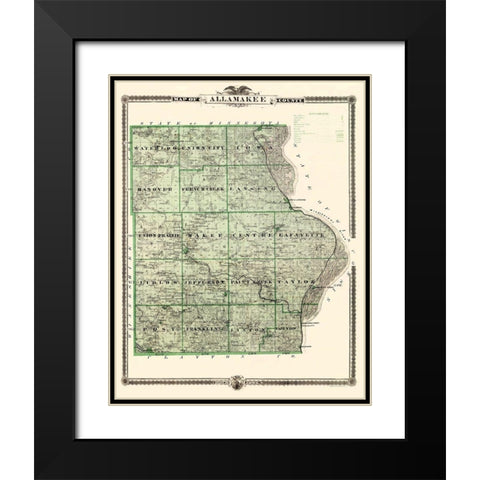 Allamakee Iowa Landowner - Andreas 1874 Black Modern Wood Framed Art Print with Double Matting by Andreas