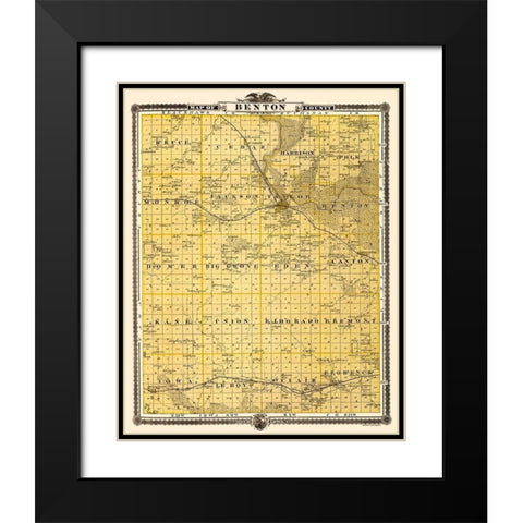 Benton Iowa Landowner - Andreas 1874 Black Modern Wood Framed Art Print with Double Matting by Andreas